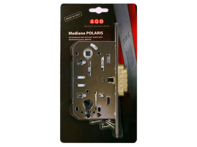 Замок межкомнатный магнит. под цил. MEDIANA POLARIS B06103.50.12.567 с отв. планк B02402.05 ант бр — фото 3