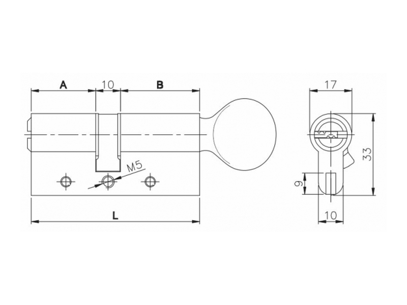 Цилиндровый механизм перекодируемый 164 OBS BME-Z/80 35+10+35 mm никель 5 кл.+ 2 кл. с вертушкой — фото 2