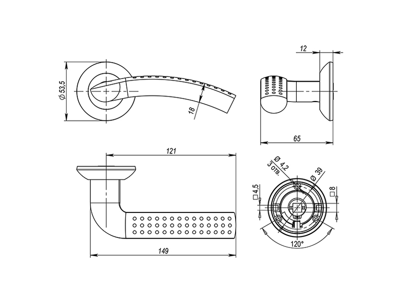 Ручка раздельная LOGICA TL SN/CP-3 матовый никель/хром XL — фото 2