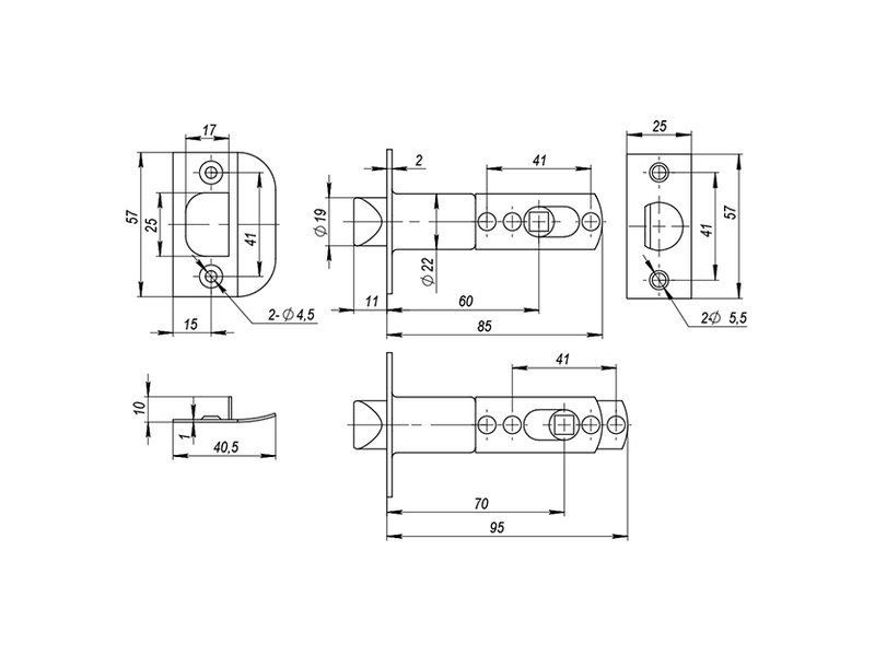 Ручка защелка 6010 SN-P без фиксатора мат. никель — фото 3