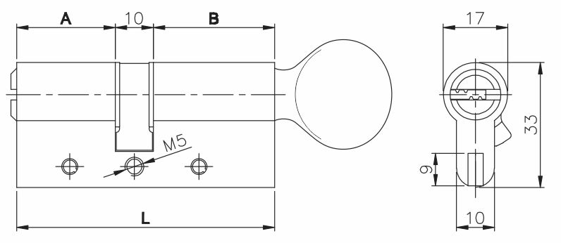 Цилиндровый механизм с вертушкой 164 DBM-E/80 35+10+35 mm никель 5 кл. — фото 4