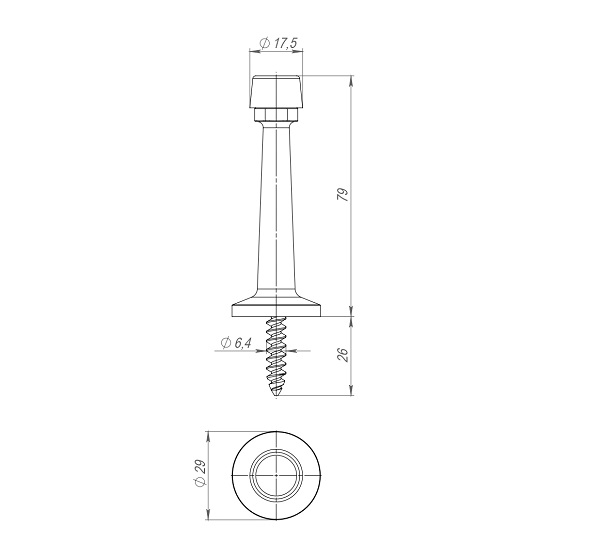 Упор дверной настенный STOPPER/15 (DS-15) BL-24 черный — фото 2