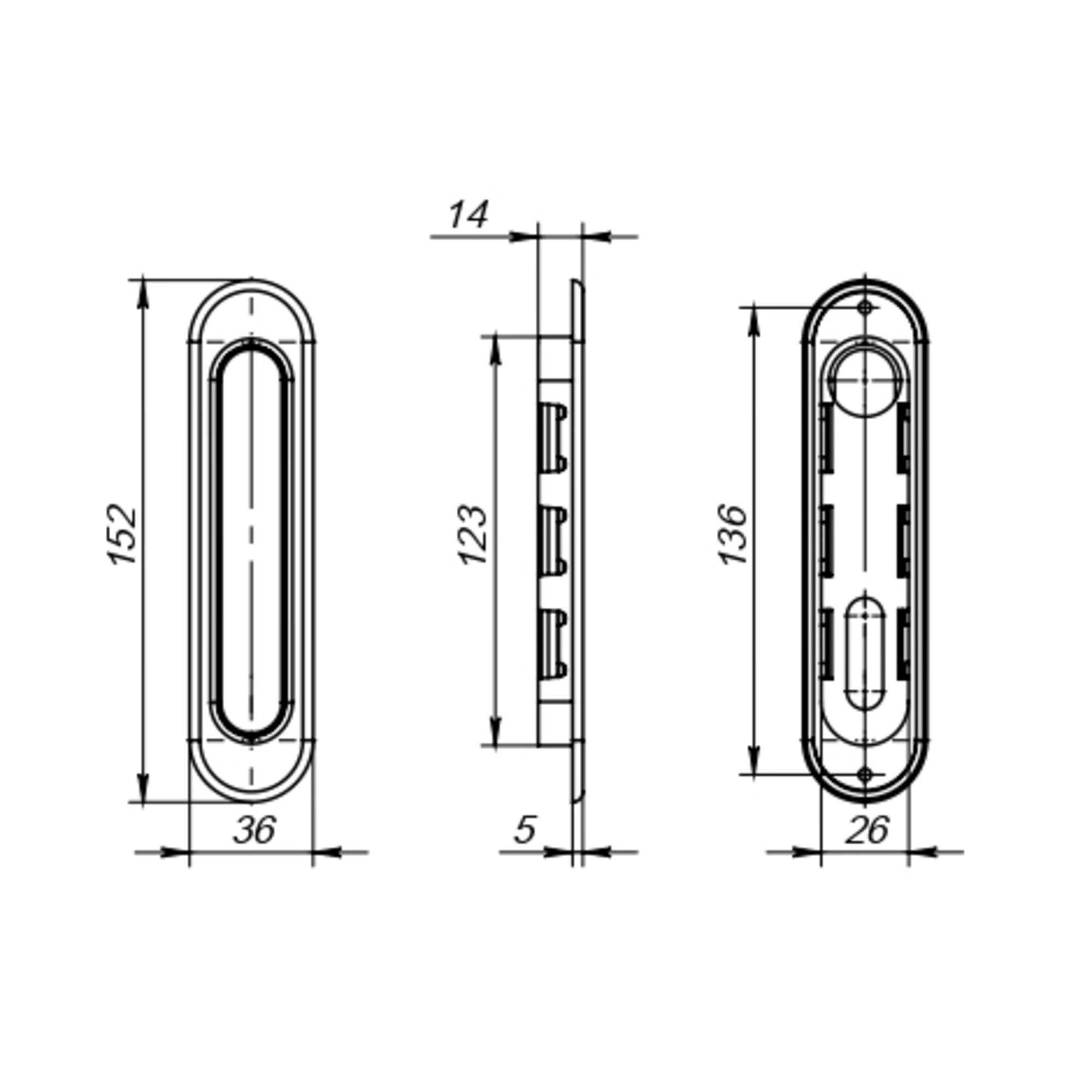 Защелка с ручками для раздвижных дверей SH.SL152.KIT011-BK (Soft LINE SL-011) BL-24 черный — фото 2