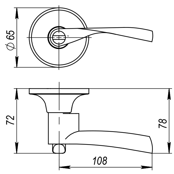 Ручка защелка DK610 BL-PS (6010 BL-P) (без фик.) черный — фото 2