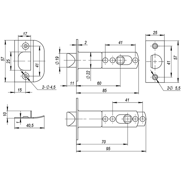 Ручка защелка DK610 BL-PS (6010 BL-P) (без фик.) черный — фото 3