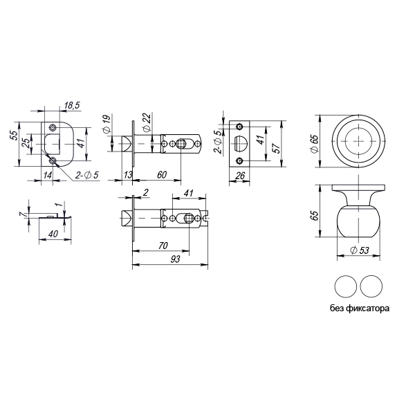 Ручка защелка DK672 BL-PS (6072 BL-P) (без фик.) черный — фото 2