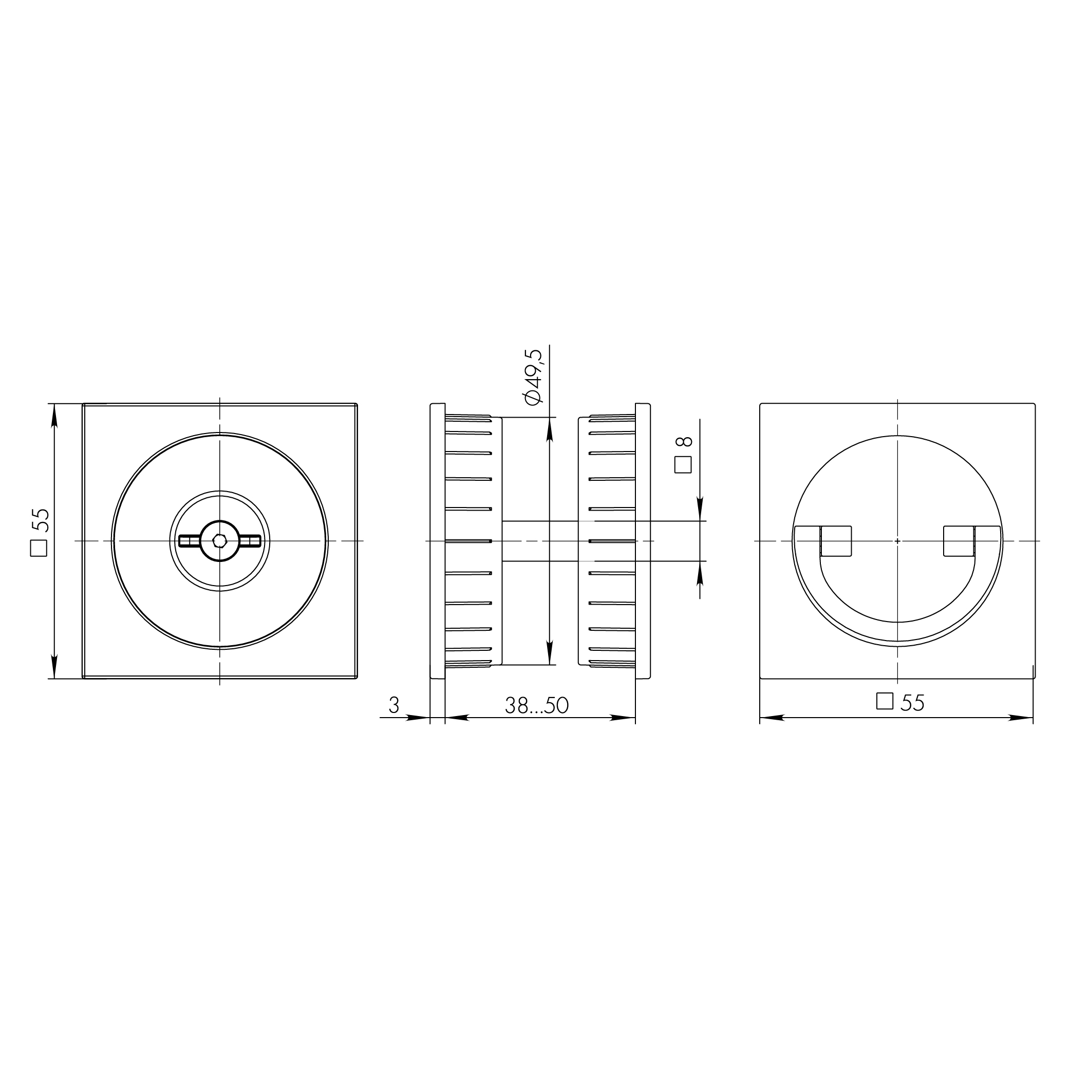 Ручка поворотная для раздвижных дверей SH.QUADRO55.BK8 BL-26 черный — фото 2