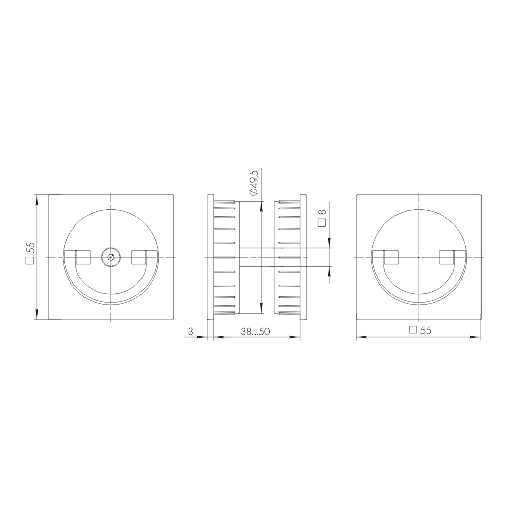 Ручка поворотная для раздвижных дверей SH.QUADRO55.BK8x2 BL-26 черный — фото 2
