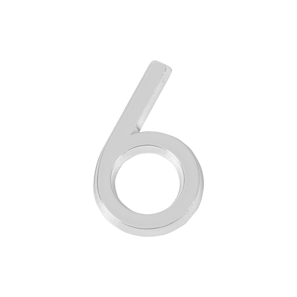 Цифра 6 самоклеящаяся ABS (50х37) (FUARO) CP хром