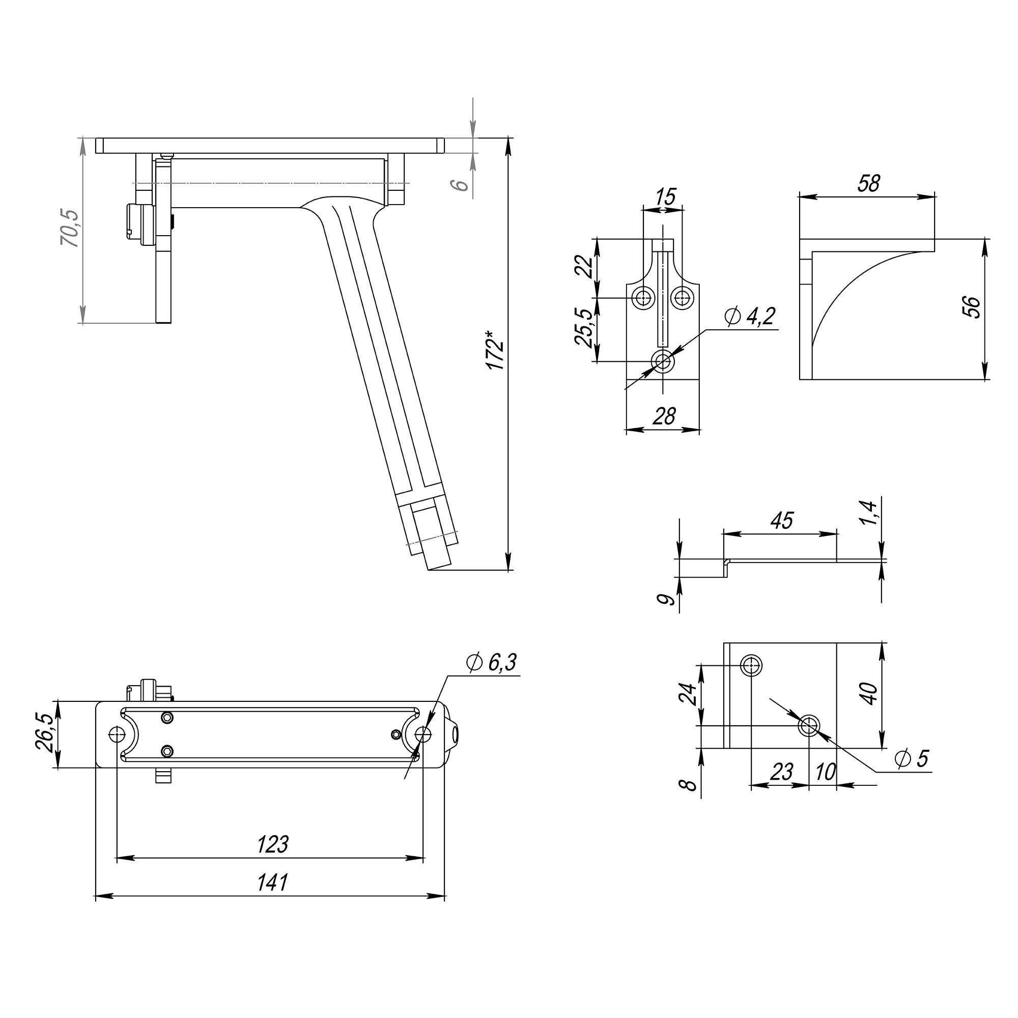 Координатор закрывания двустворчатых дверей DC-1002 INOX 304 (от 40 до 200 кг) — фото 2
