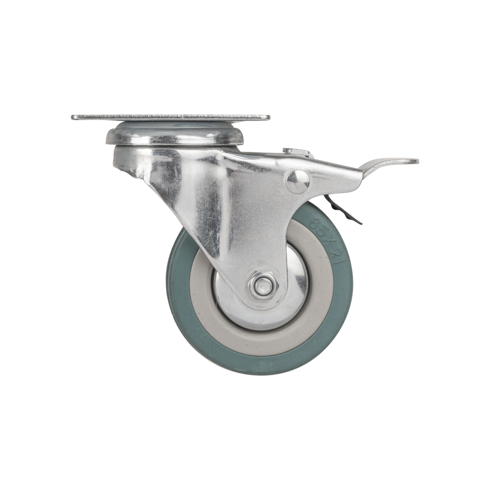 Опора колесная со стопором и площадкой WL/B-60R/50 kg (brake) резина