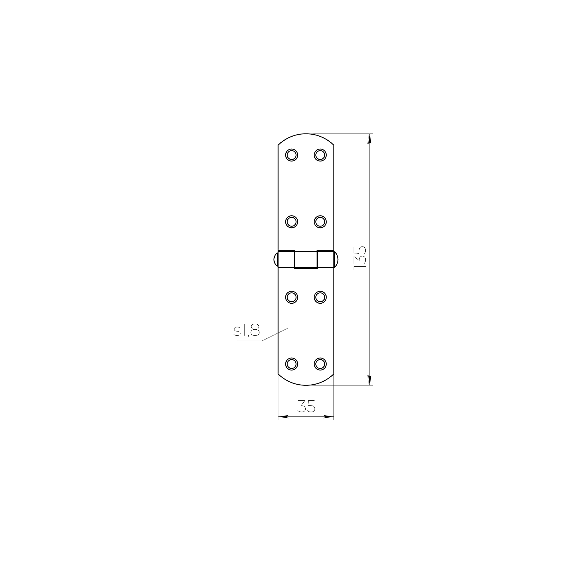 Петля французская LM/IN140x35x2FR YZN желтый цинк — фото 2