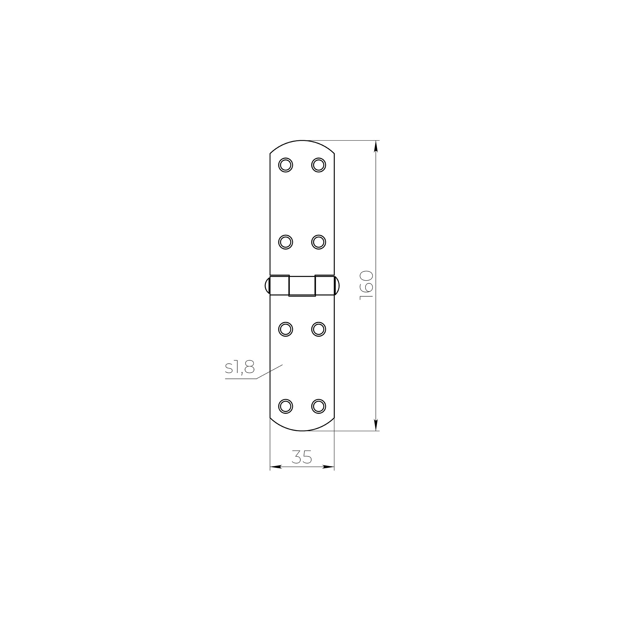 Петля французская LM/IN160x35x2FR YZN желтый цинк — фото 2