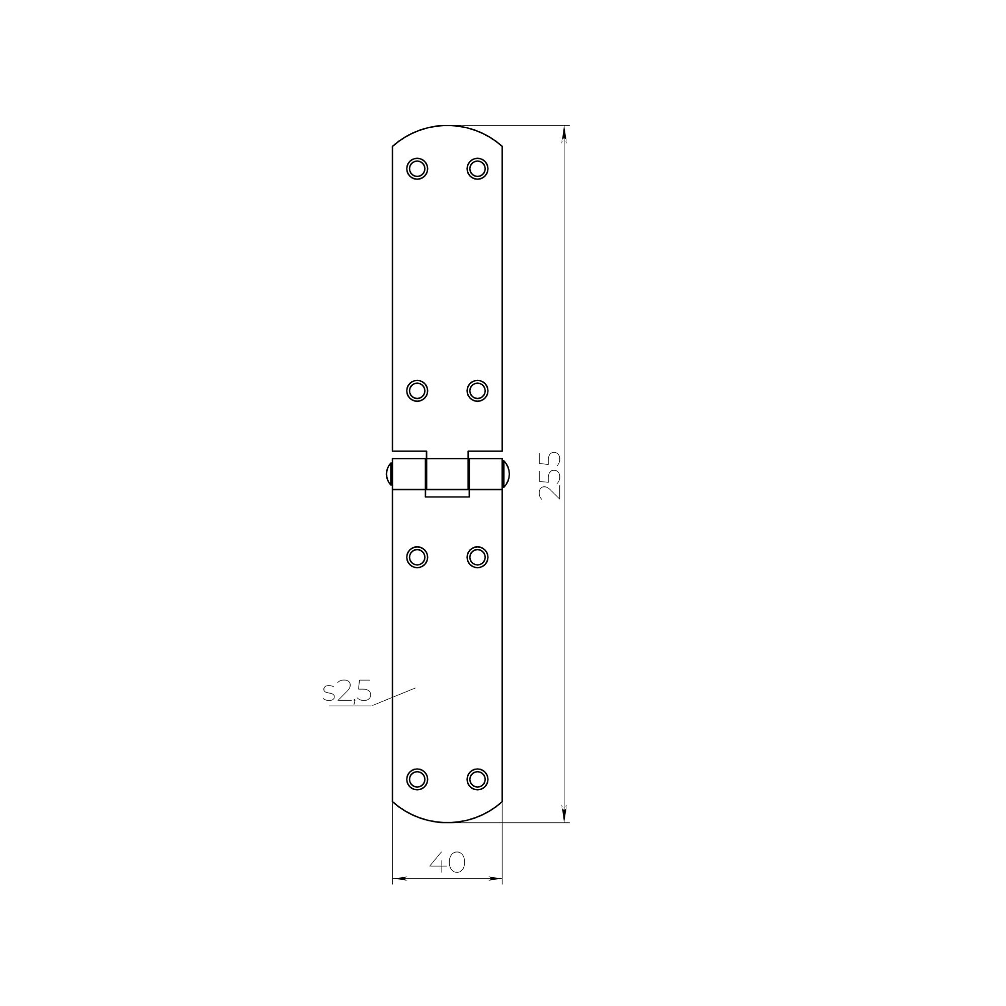Петля французская LM/IN250x40x2FR YZN желтый цинк — фото 2