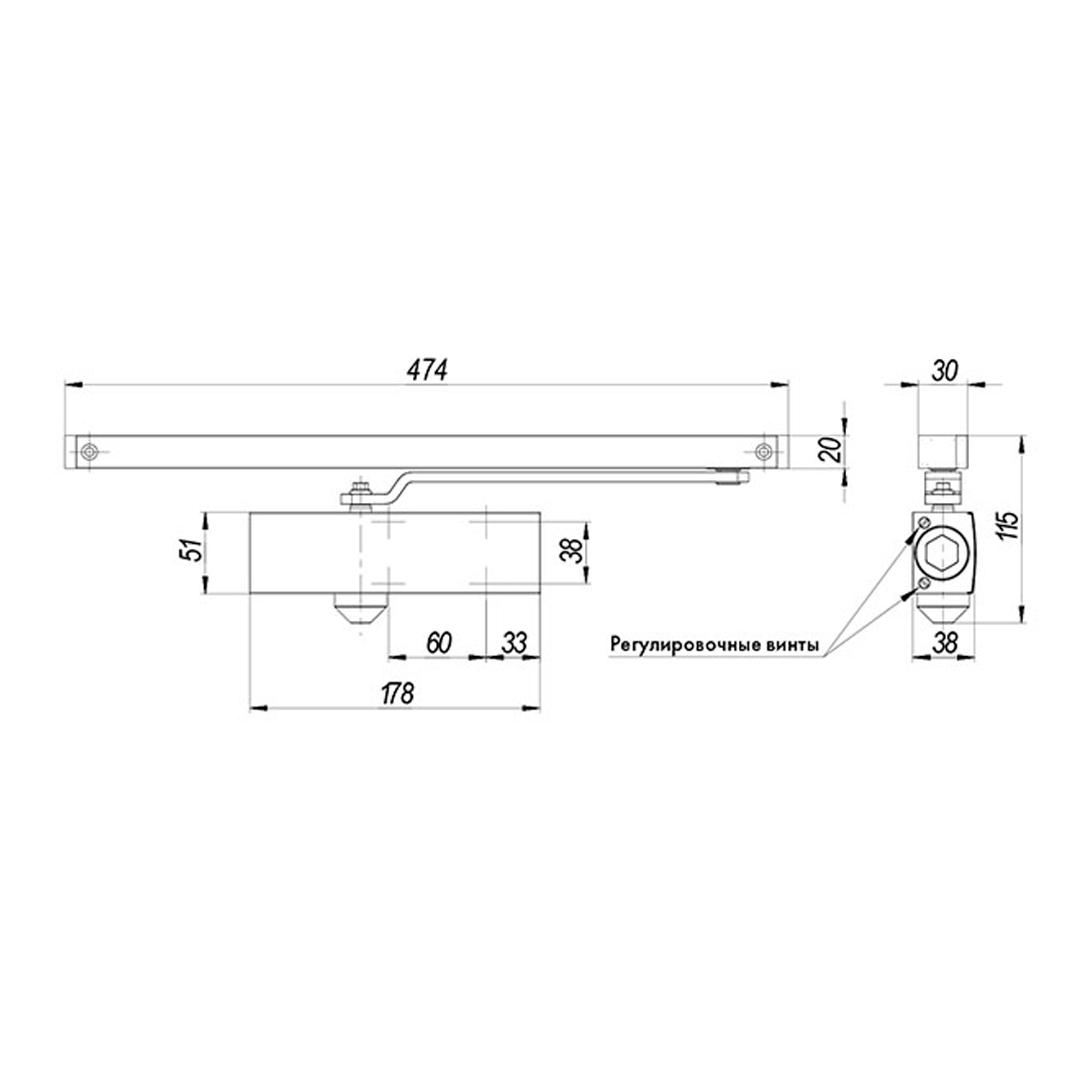 Доводчик дверной со скользящей тягой DCSLIDER45 WH (белый) — фото 2