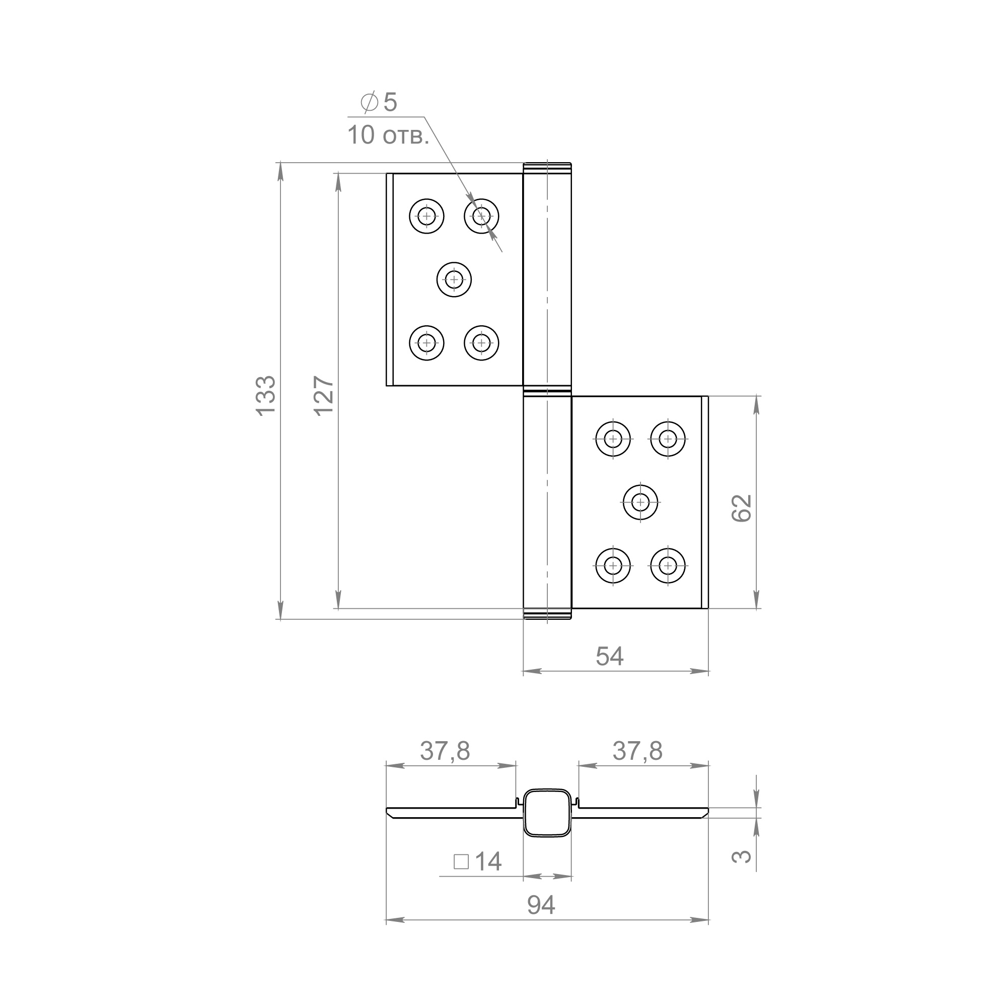 Петля универсальная флажковая FL.5030 BL (127х90х3) черный — фото 2