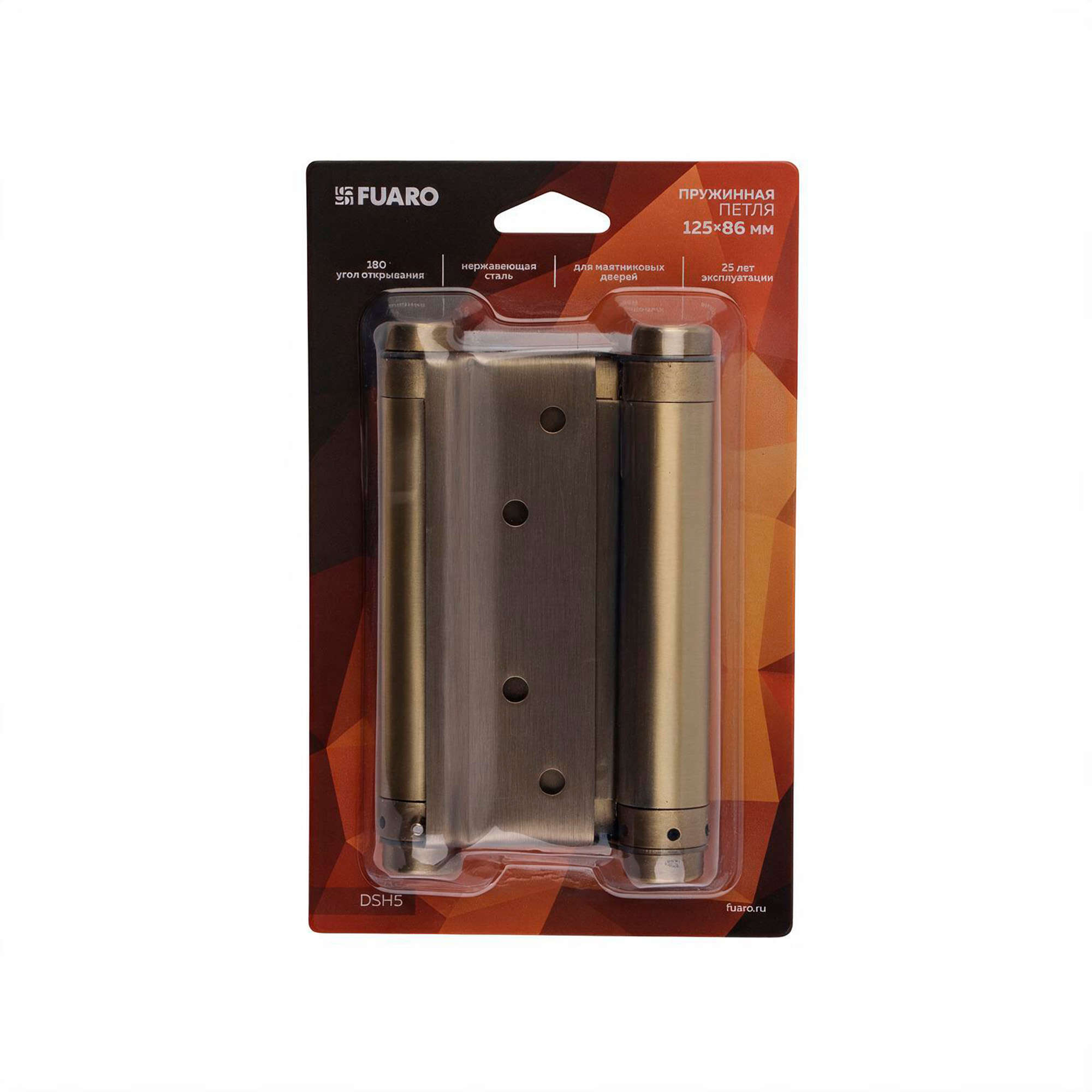 Пружинная двусторонняя (барная) петля DSH5 (125х86х1,5) INOX 201 AB бронза (блистер) — фото 3