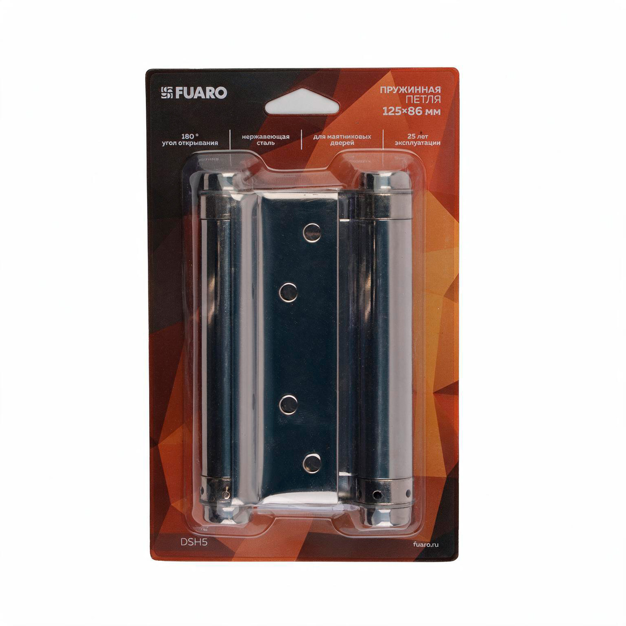 Пружинная двусторонняя (барная) петля DSH5 (125х86х1,5) INOX 201 CP хром (блистер) — фото 3