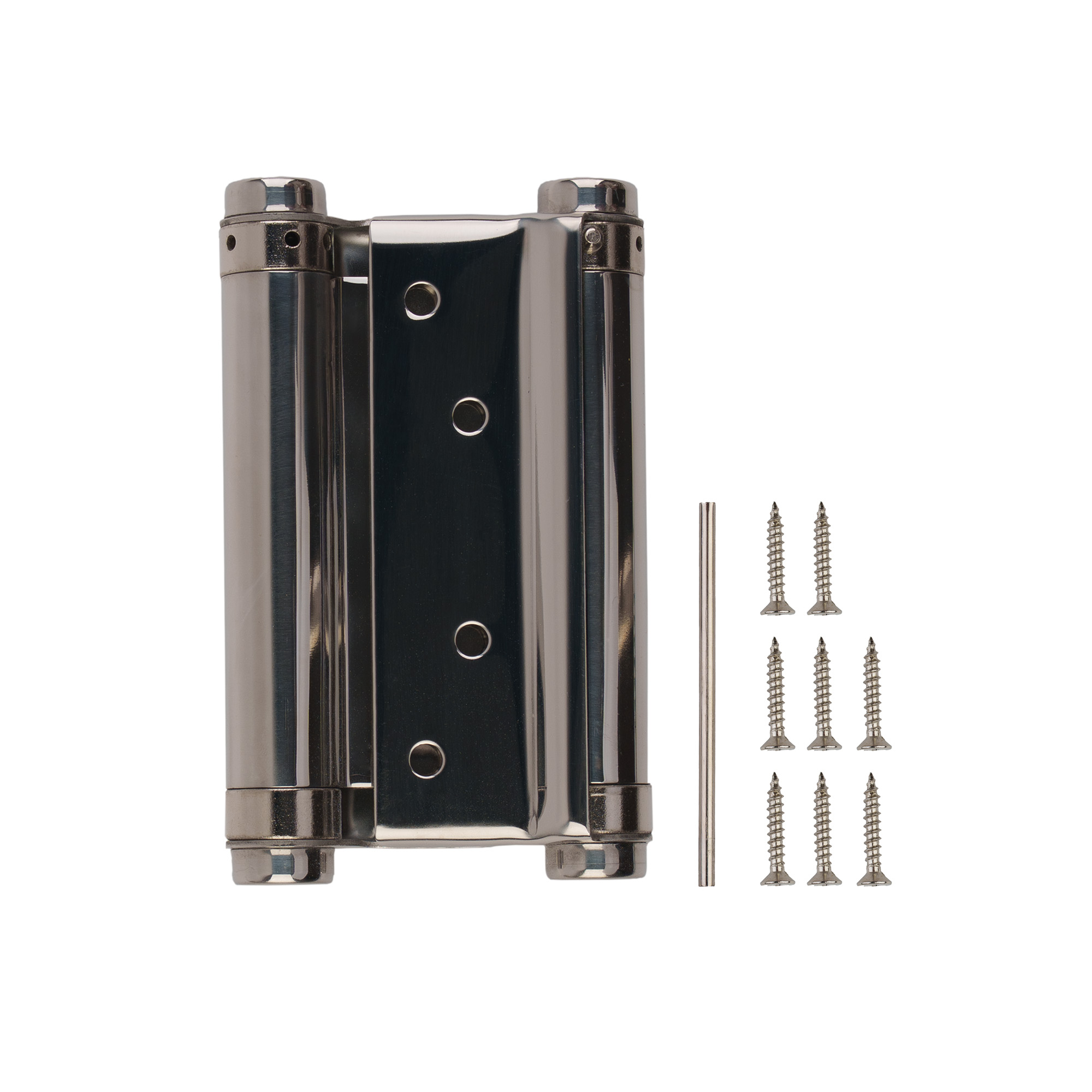 Пружинная двусторонняя (барная) петля DSH5 (125х86х1,5) INOX 201 CP хром (блистер) — фото 4