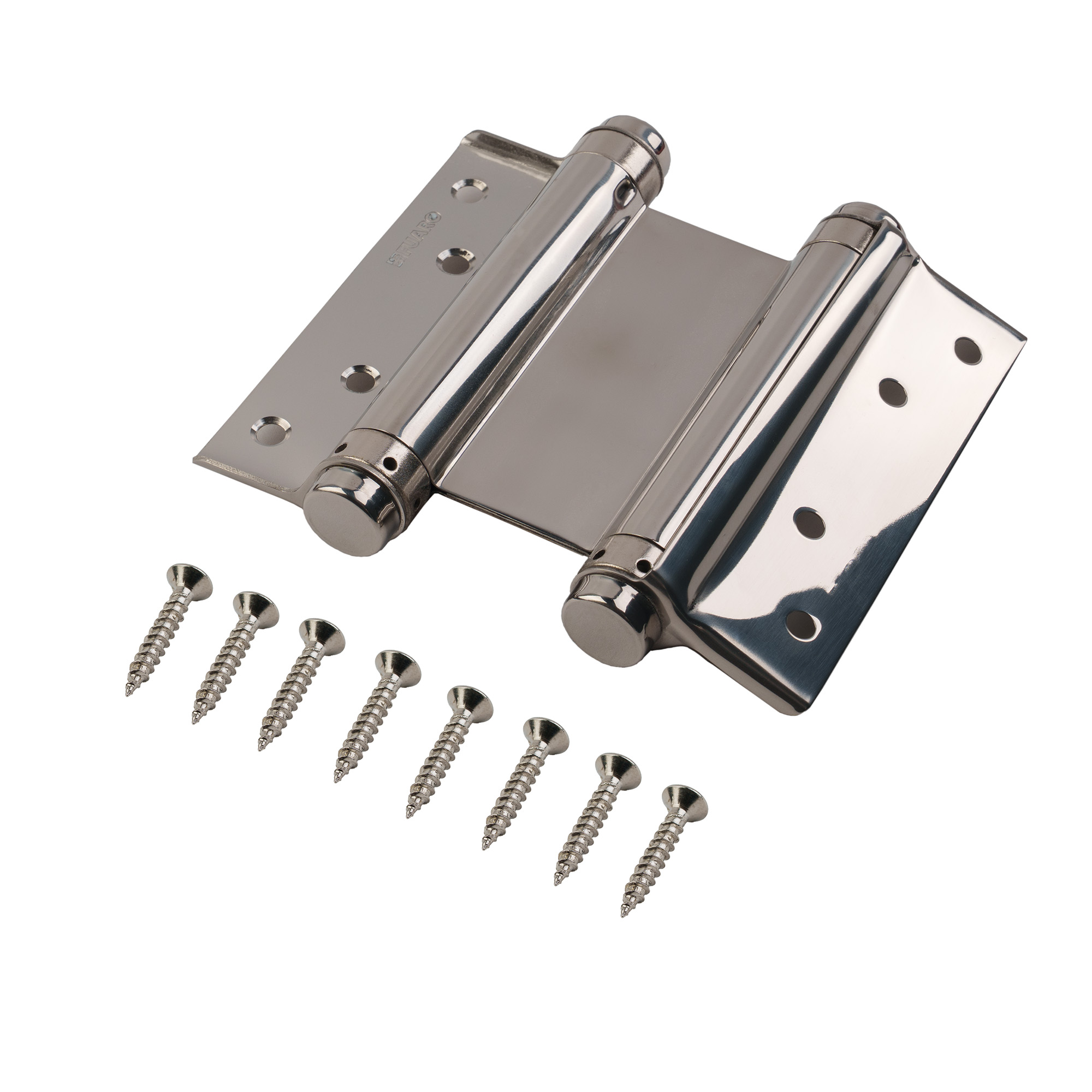 Пружинная двусторонняя (барная) петля DSH5 (125х86х1,5) INOX 201 CP хром (блистер) — фото 5